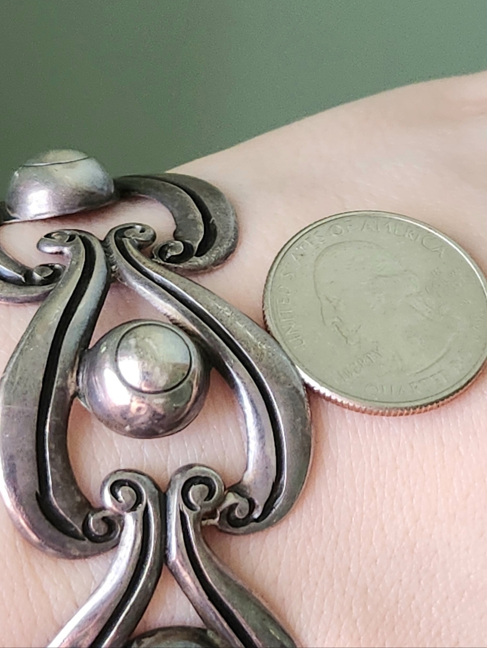 SIGNED R.RIVERA TAXCO STERLING SILVER MID CENTURY BOX CLASP PANEL BRACELET 52 G - Picture 5 of 10